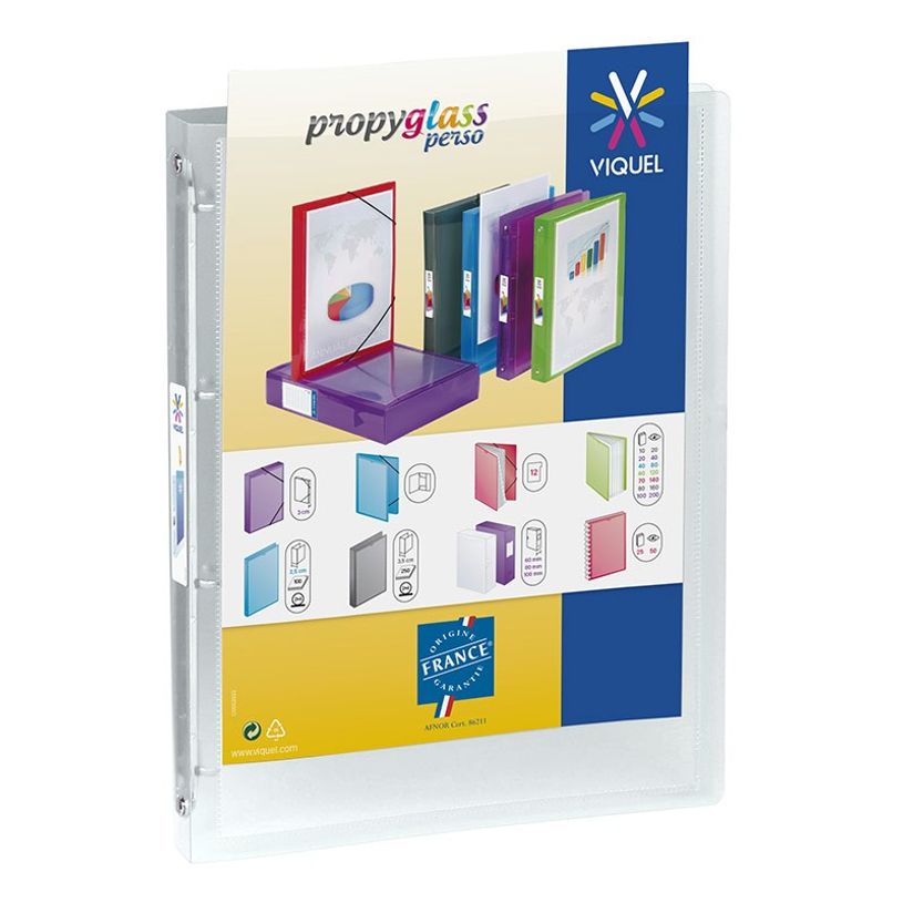 3135250956832-Viquel Propyglass - Classeur à anneaux personnalisable - Dos 25 mm - A4 - transparent-P_79435223_1-0