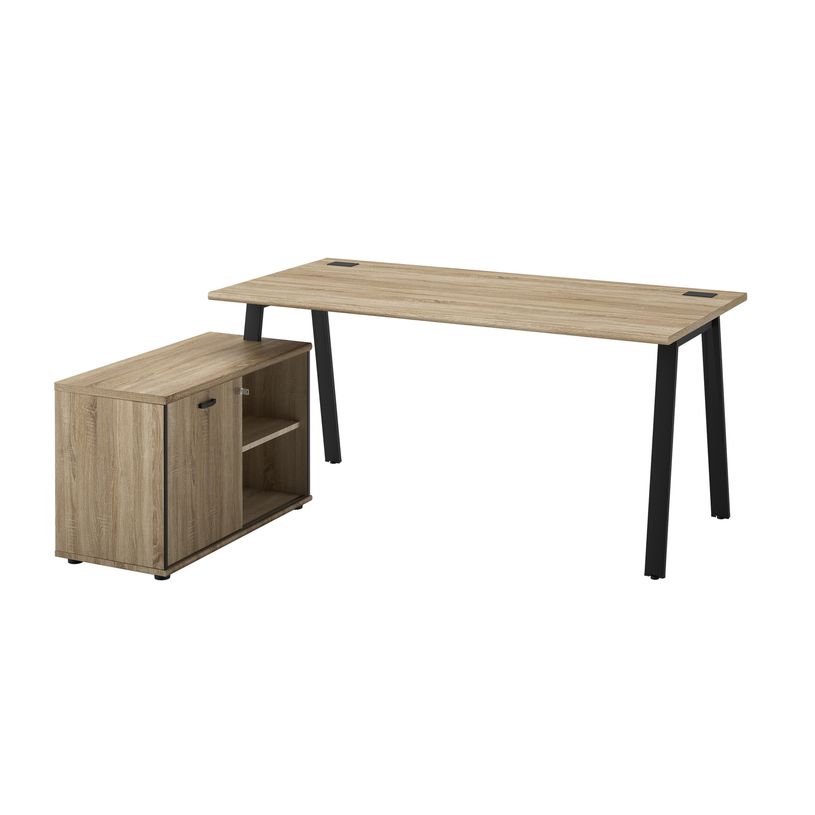 3483600940513-Bureau manager MAMBO avec retour gauche - 160 cm - Chêne Sonoma/noir-P_79439520_1-0
