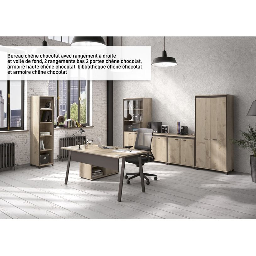 3483600940513-Bureau manager MAMBO avec retour gauche - 160 cm - Chêne Sonoma/noir-P_79439520_3-1