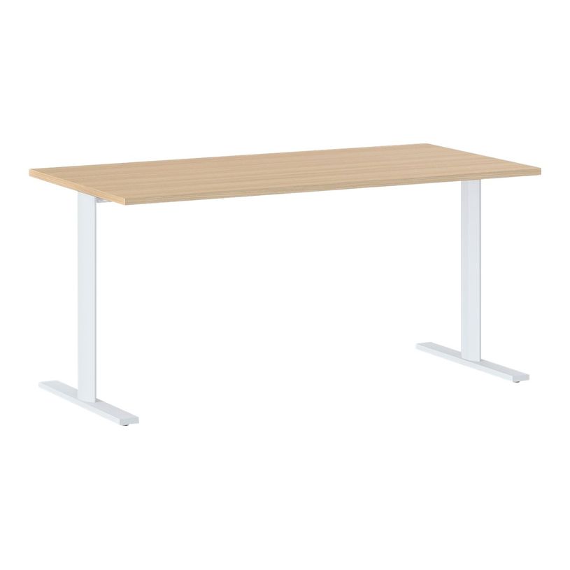 3483600857897-Bureau YES ! - 160 cm - Pieds ajustables blancs - Chêne-P_79440921_1-0