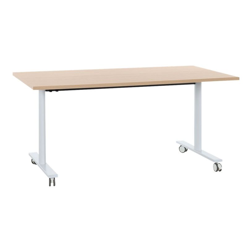 3483600857972-Table de réunion mobile et rabattable YES ! - 140 cm - Pieds blancs - Chêne-P_79440929_1-0