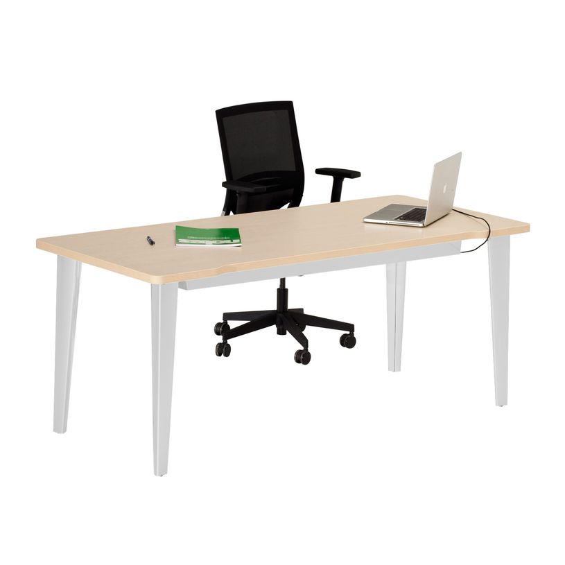 2012349454985-Bureau EVIDENCE - 140 cm - Pieds aluminium - Plateau imitation merisier-P_79441330_1-0