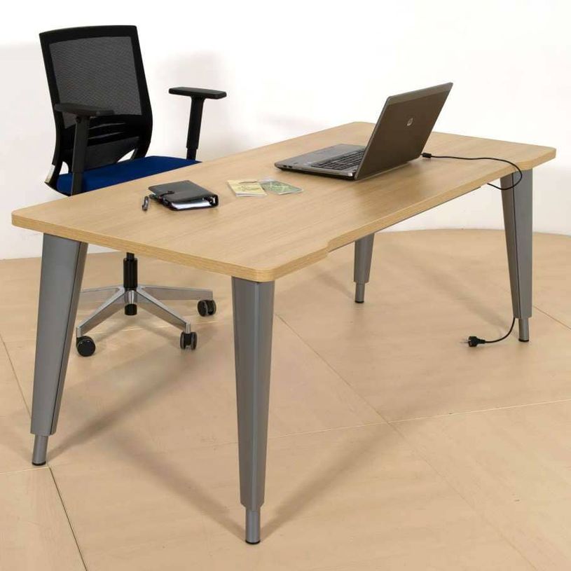 2012349455128-Bureau EVIDENCE - 120 cm - Pieds anthracites - Plateau imitation hêtre-P_79441337_1-0