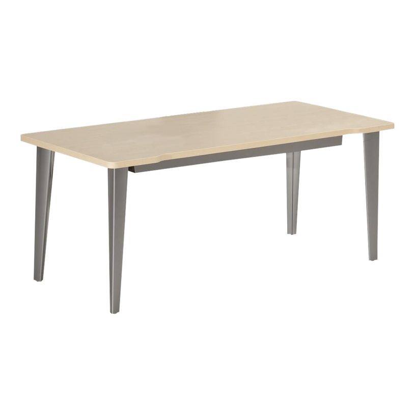 2012349455180-Bureau EVIDENCE - 120 cm - Pieds blancs - Plateau imitation merisier-P_79441340_2-1