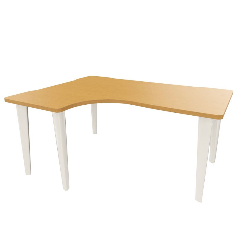 2012349456125-Bureau compact 90° à gauche EVIDENCE - Pieds blancs - Plateau imitation hêtre-P_79441387_1-0