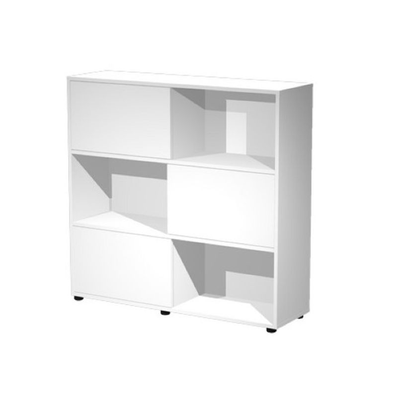 2012349514948-Bibliothèque mi-haute TETRIS  - L120 x H116,2 x P35 - Corps et portes blancs-P_79441887_1-0