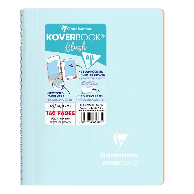 3037923666812-Clairefontaine Koverbook - Cahier polypro A5 - 160 pages - petits carreaux (5x5 mm) - disponible dans -P_79443878_3-1