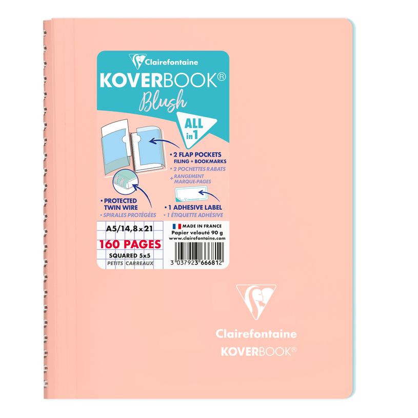3037923666812-Clairefontaine Koverbook - Cahier polypro A5 - 160 pages - petits carreaux (5x5 mm) - disponible dans -P_79443878_4-2