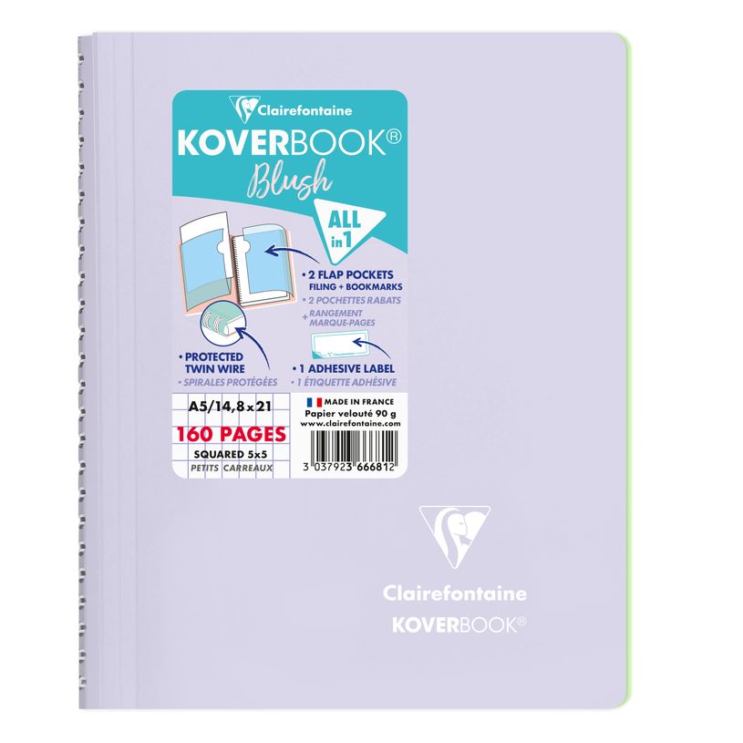 3037923666812-Clairefontaine Koverbook - Cahier polypro A5 - 160 pages - petits carreaux (5x5 mm) - disponible dans -P_79443878_5-3
