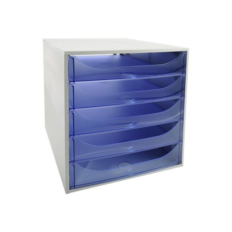 9002493423701-Exacompta Ecobox - Module de classement 5 tiroirs - gris/bleu translucide-P_79445315_1-0
