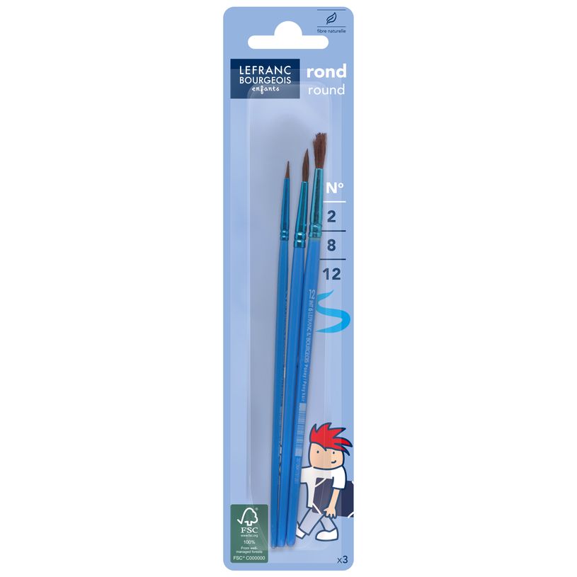 3013648074217-Lefranc Bourgeois - Pack de 3 pinceaux ronds - N° 2, 8, 12-P_99999370_3-0