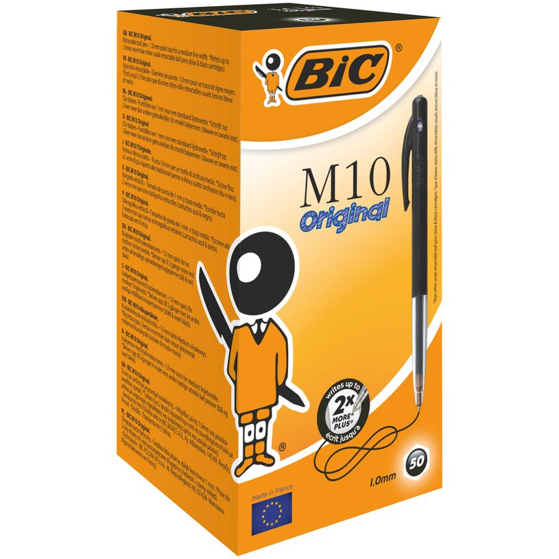 3086121901256-BIC M10 Clic - 50 Stylos à bille - noir - 1 mm - rétractable-P_99999653_1-0