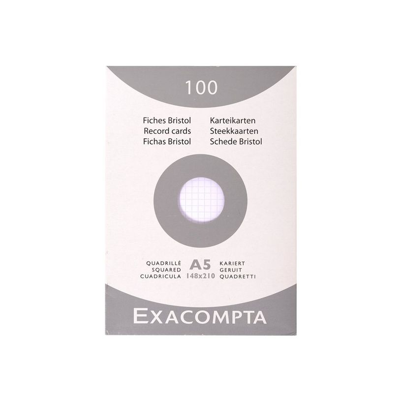 3020122360223-Exacompta - Pack de 100 Fiches Bristol - A5 - petits carreaux - non perforées - blanc-P_99999779_3-0