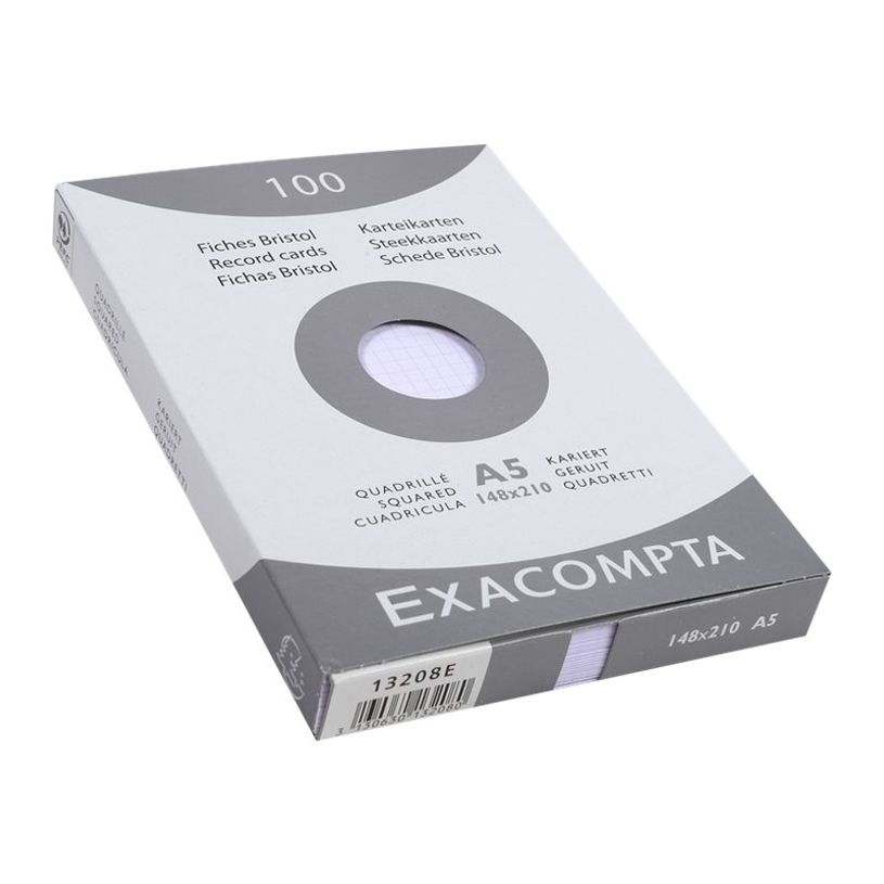 3020122360223-Exacompta - Pack de 100 Fiches Bristol - A5 - petits carreaux - non perforées - blanc-P_99999779_4-1